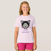 T-shirt Halloween Chat noir mignonne face (Devant entier)