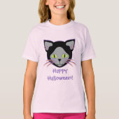 T-shirt Halloween Chat noir mignonne face (Devant)