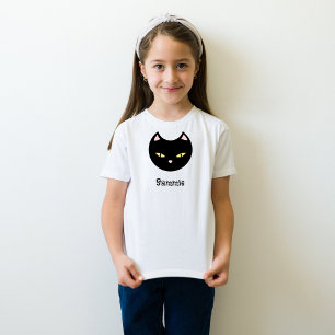 T-shirt Halloween Chat noir Nom personnalisé Enfants