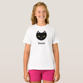 T-shirt Halloween Chat noir Nom personnalisé Enfants (Devant entier)