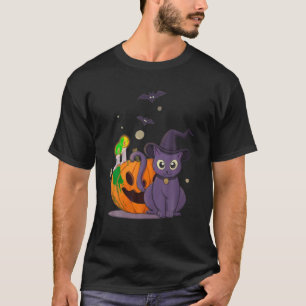 T-shirt Halloween Chat noir sorcier Casquette costume Citr