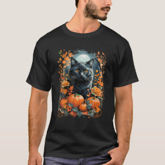 T-shirt Halloween Chat Noir Sorcière Casquette Automne Vib