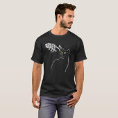T-shirt Halloween Chat noir Squelette boite à main (Devant entier)