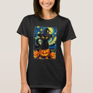 T-shirt Halloween Chat noir VAN GOGH Maman de Starry Nig