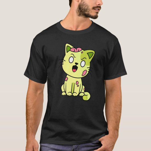 T-shirt Halloween Chat Zombie Meow mignonne Monster Graphi (Devant)