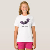 T-shirt Halloween chauves-souris violette Éffrayante effro (Devant entier)