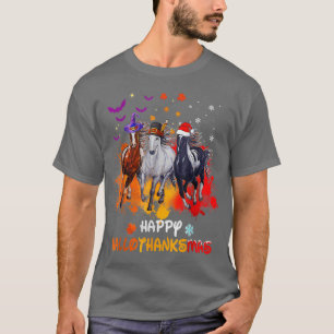 T-shirt Halloween Cheval Et Joyeux Noël Joyeux Hallotha