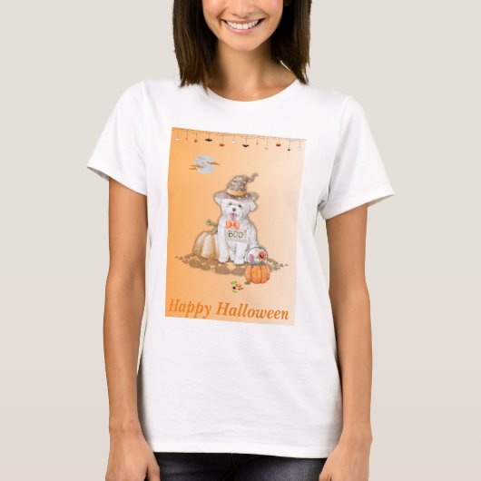 T-shirt Halloween Chien Araignées et chauve-souris (Devant)