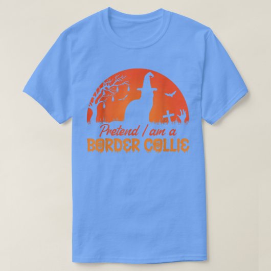 T-shirt Halloween Chien prétendre que je suis frontière Co (Design devant)
