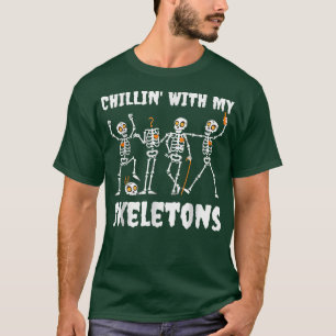 T-shirt Halloween Chillin Avec Mes Skeletons Hallowee Effr
