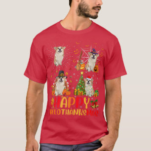 T-shirt Halloween Christmas Funny Welsh Corgi Dog Hallotha