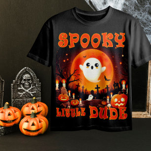 T-shirt Halloween cimetière avec mignon fantôme et lune gé