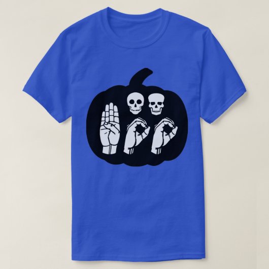 T-shirt Halloween Citrouille BOO ASL Langue des Signes Amé (Design devant)