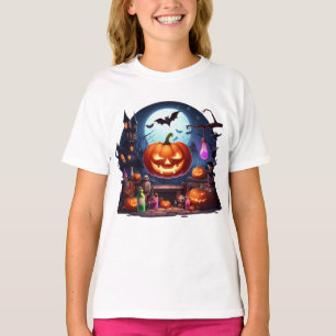 T-shirt Halloween Citrouille Castle Party Bats Moon Magie