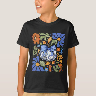 T-shirt Halloween Citrouille Chinoiserie Bleu & Blanc