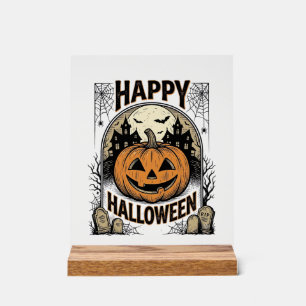 T-shirt Halloween Citrouille Cimetière Vintage Art