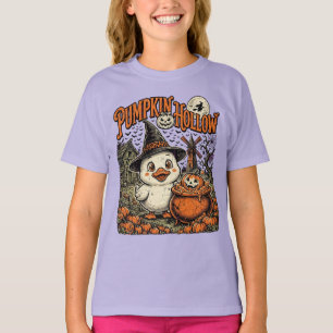 T-shirt HALLOWEEN Citrouille Creux Vintage Canard Sorcière