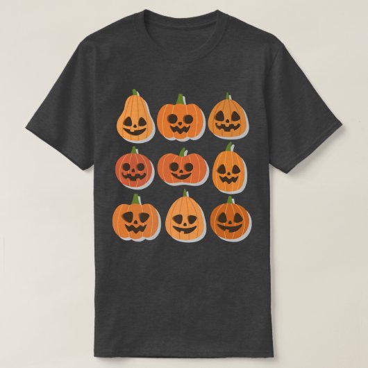 T-shirt Halloween Citrouille effrayant face saison Éffraya (Design devant)