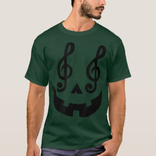 T-shirt Halloween Citrouille Face Music Notes Musique Ense