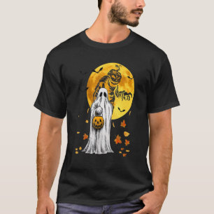 T-shirt Halloween Citrouille Fantôme Automne Feuilles Art