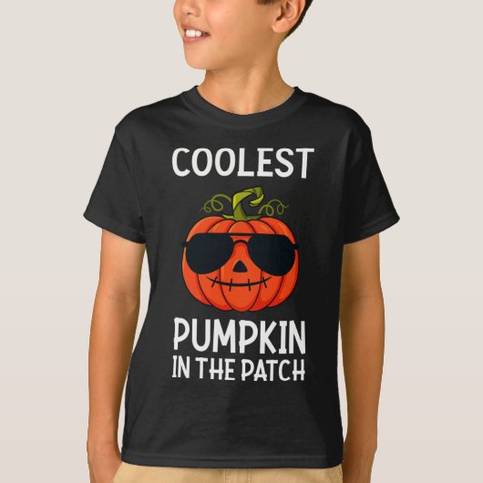 T-shirt Halloween Citrouille Le Plus Coolest Dans Le Patch (Devant)