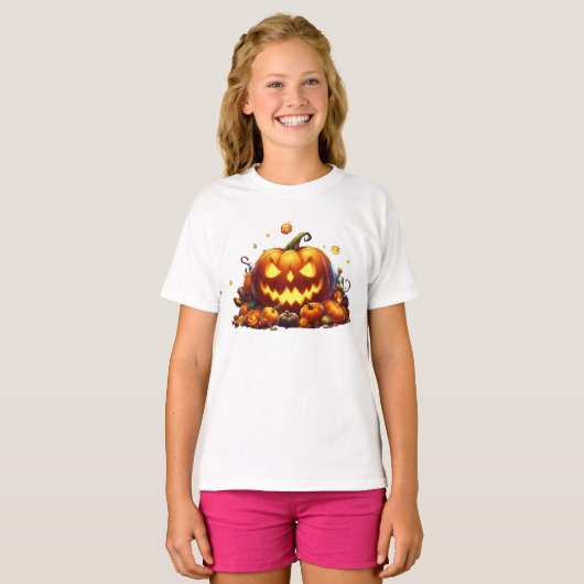 T-shirt Halloween Citrouille Party Yellow Magie (Devant entier)