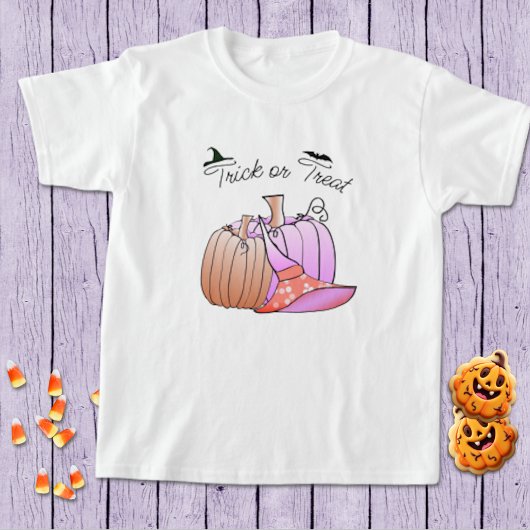 T-shirt Halloween Citrouille rose et rose