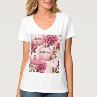 T-shirt Halloween Citrouille rose survivant