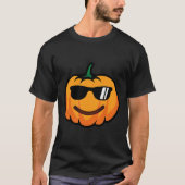 T-shirt Halloween Citrouille Sourire Visage Sungles Costum (Devant)