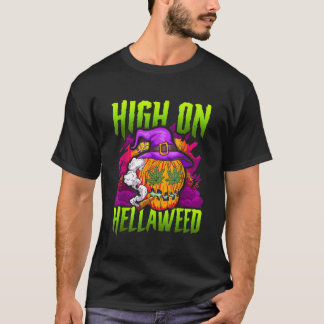 T-shirt Halloween Citrouille Stoner Weed Joint Smoking TSh