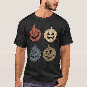 T-shirt Halloween Citrouille Vintage Retro Scary Party Cos