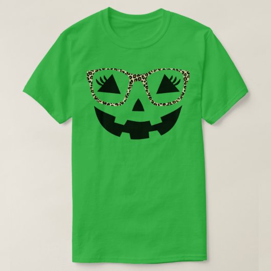 T-shirt Halloween citrouille visage cils léopard lunettes  (Design devant)