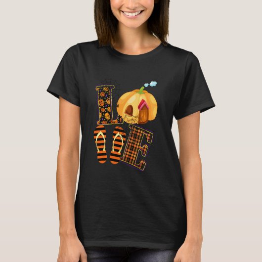T-shirt Halloween Citrouilles Sandales Orange Plaid Hallow (Devant)