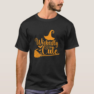 T-shirt Halloween Cobweb Et Sorcière Mignonne