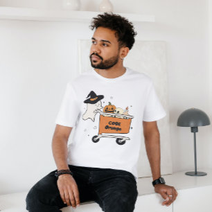 T-SHIRT HALLOWEEN CODE ORANGE GHOST PUSHING SHOPPPING PANI