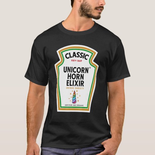 T-shirt Halloween Condiment Bottle Unicorn Horn Elixir P (Devant)