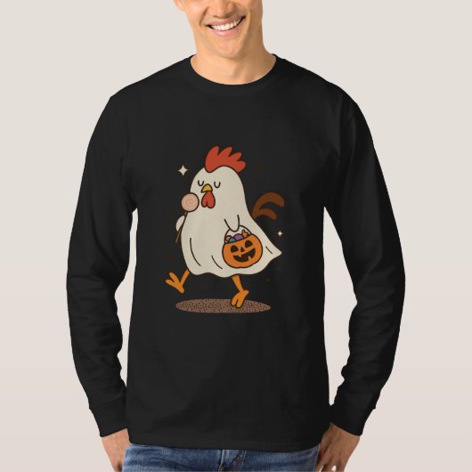T-Shirt Halloween Coq Fantôme (Devant)