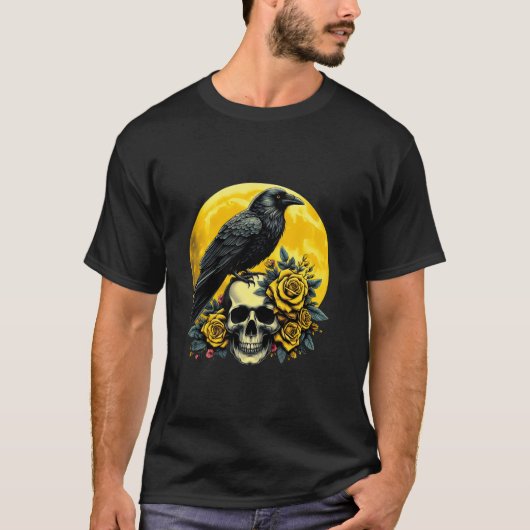 T-shirt Halloween Corbeau Corbeau crâne Crow Halloween T C (Devant)
