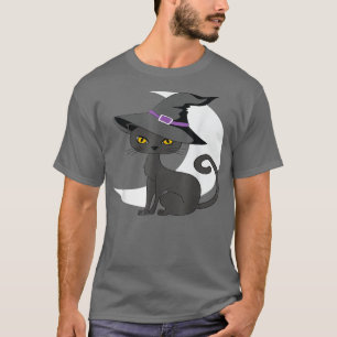 T-shirt Halloween Costume Chat Noir Sorcière Casquette & L
