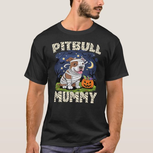 T-shirt Halloween Costume Pitbull Lover Mummy Dog Owner (Devant)