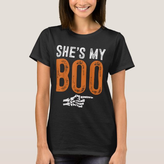 T-shirt Halloween Costumes Shes My Boo Couple Matching Par (Devant)