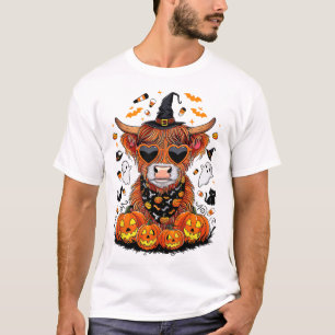 T-shirt Halloween Cow Farm Western Ghost Cow Witchy Pumpki