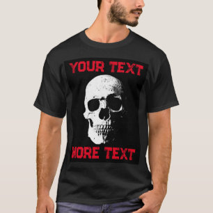 T-shirt Halloween Crâne Personnalisé Texte Mens Noir moder