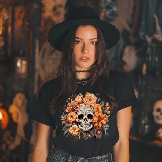 T-shirt Halloween crâne vintage de sucre