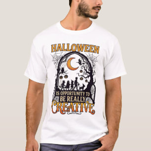 T-shirt Halloween Créatif Enfants Silhouette Croissant Lun