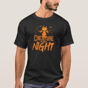T-shirt Halloween Créature De La Nuit Peur Chat Bats