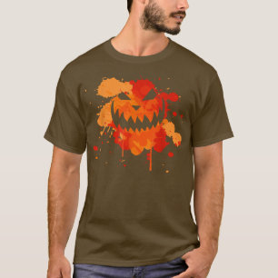 T-shirt Halloween Creepy Evil Jack o Lantern Smiling Face 