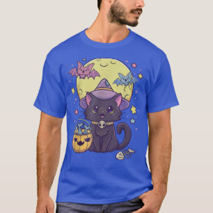 T-shirt Halloween Cute Black Chat Kawaii Pastel Goth Witch
