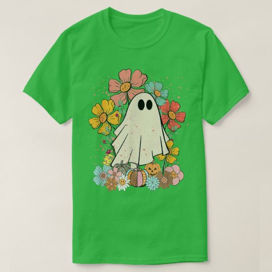 T-shirt Halloween Cute Ghost Avec Beau Jardin 374 (Design devant)