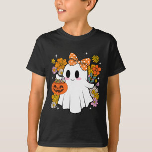 T-shirt Halloween Cute Ghost Vintage Floral Trick Ou Treat
